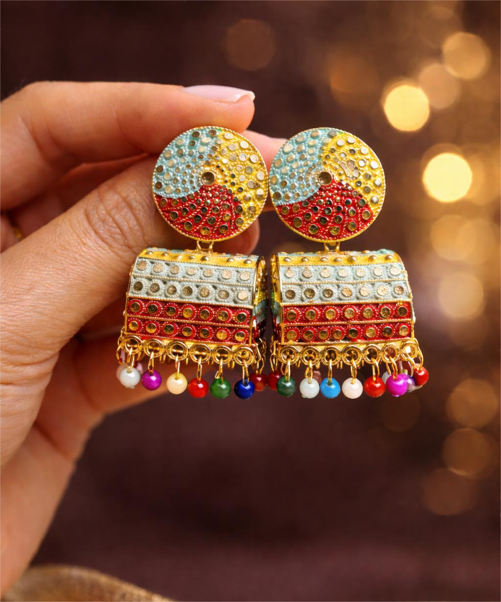 Multicolor Meenakari Statement Earrings